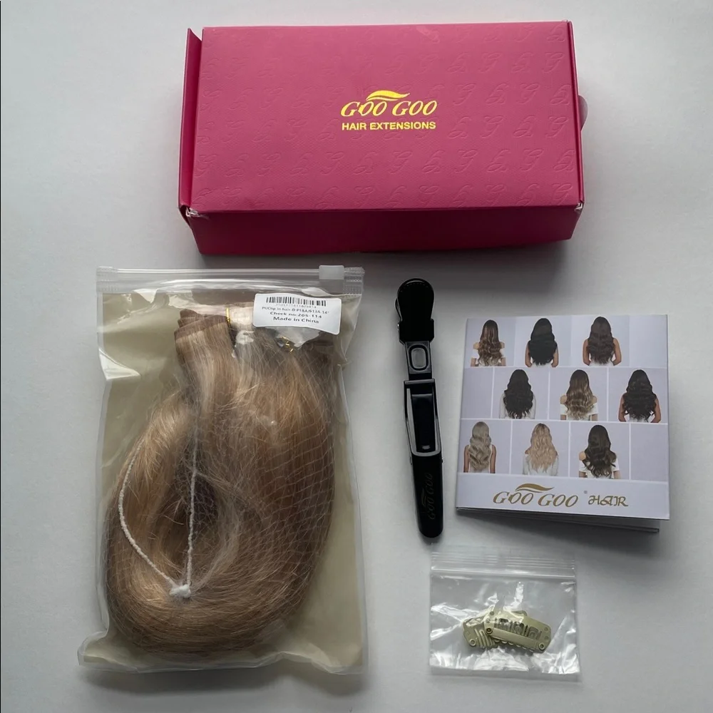 Seamless Clip-In Remy Extensions 100% Human Hair 130g 9Pc Full Head P18A/613 14”
